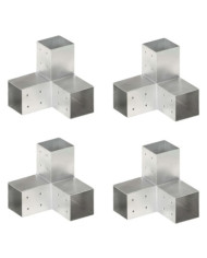 Connecteurs de poteau 4 pcs Forme en Y Métal galvanisé 81x81 mm | Mobilier & Déco
