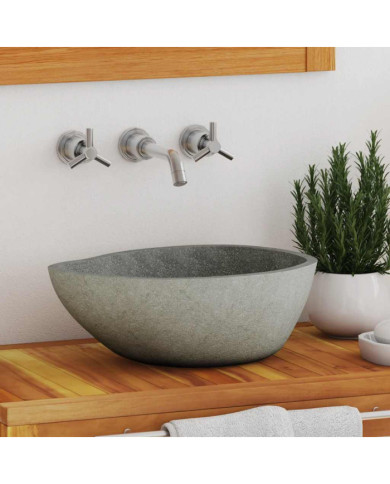Lavabo en pierre de rivière Ovale (37-46)x(29-36) cm | Mobilier & Déco