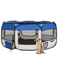 Parc pliable pour chien avec sac de transport Bleu 145x145x61cm | Mobilier & Déco