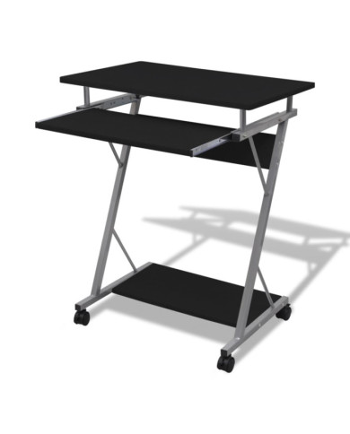 Bureau d'ordinateur compact avec plateau à clavier Noir | Mobilier & Déco