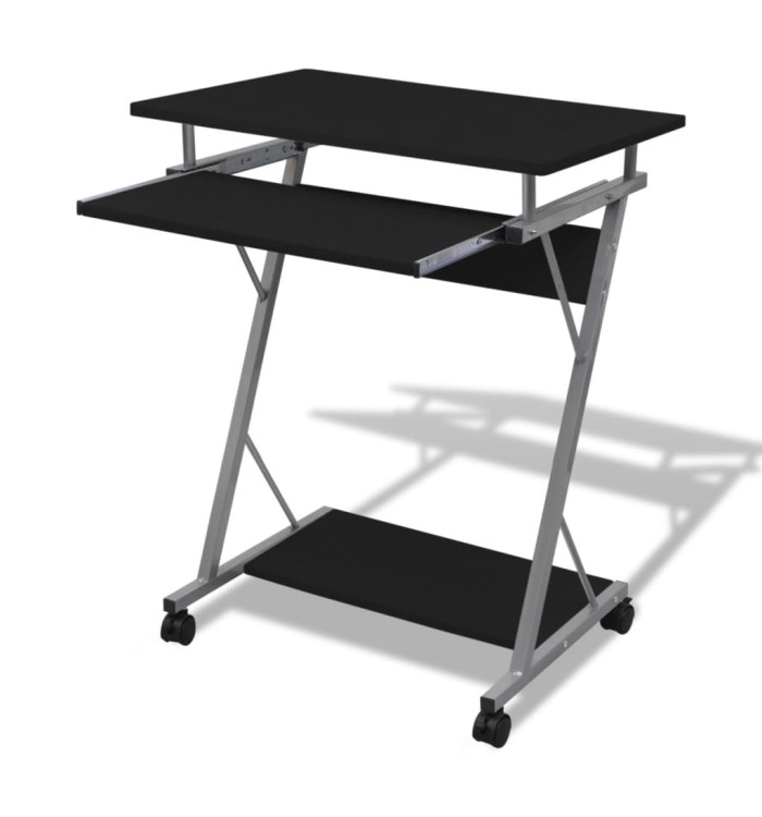 Bureau d'ordinateur compact avec plateau à clavier Noir | Mobilier & Déco