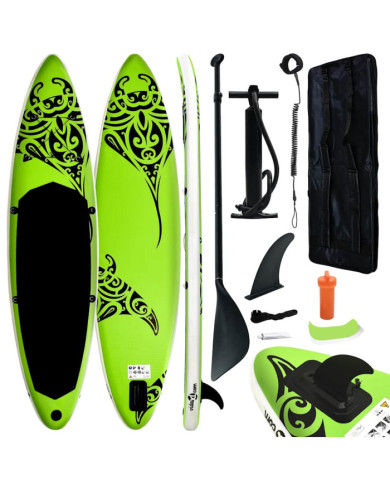 Ensemble de planche SUP gonflable 366x76x15 cm Vert | Mobilier & Déco