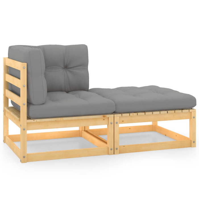 Salon de jardin 2 pcs avec coussins Bois de pin massif | Mobilier & Déco