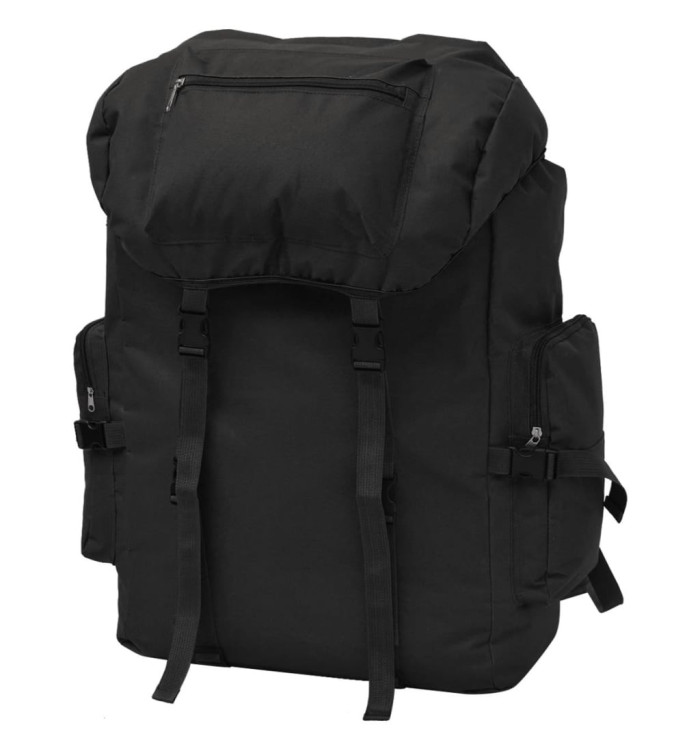 Sac à dos en style d'armée 65 L Noir | Mobilier & Déco