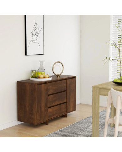 Buffet avec 3tiroirs chêne marron 120x41x75cm bois d'ingénierie | Mobilier & Déco