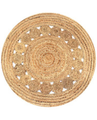 Tapis Jute design tressé 90 cm rond | Mobilier & Déco