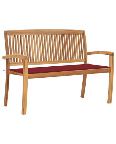 Banc de jardin empilable et coussin 128,5cm Bois de teck massif | Mobilier & Déco