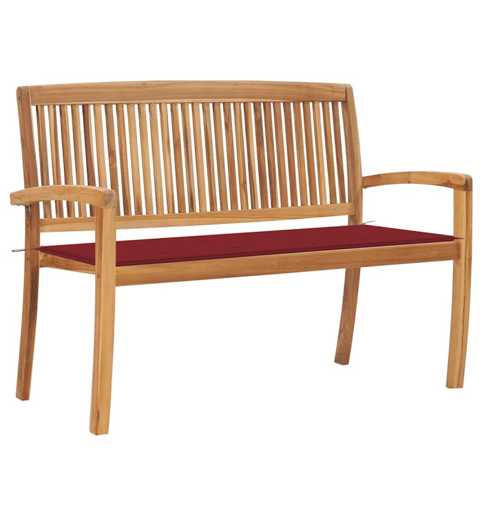 Banc de jardin empilable et coussin 128,5cm Bois de teck massif | Mobilier & Déco