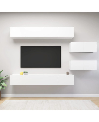 Ensemble de meubles TV 6 pcs Blanc Bois d'ingénierie | Mobilier & Déco