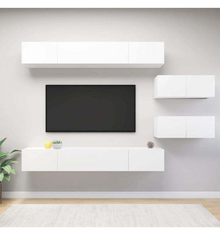Ensemble de meubles TV 6 pcs Blanc Bois d'ingénierie | Mobilier & Déco