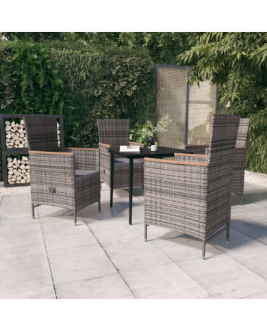 Ensemble à manger de jardin avec coussins 5 pcs Gris | Mobilier & Déco