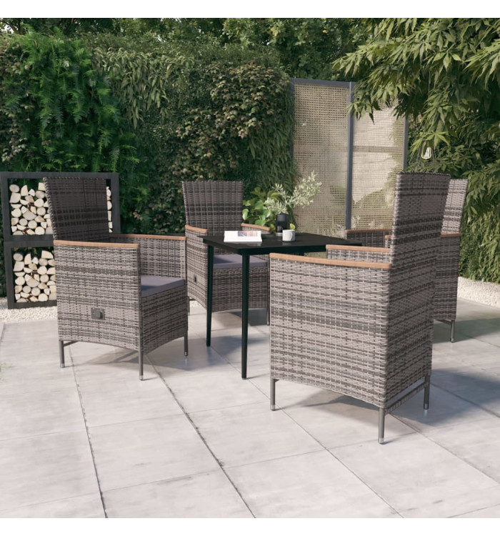 Ensemble à manger de jardin avec coussins 5 pcs Gris | Mobilier & Déco