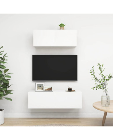 Ensemble de meubles TV 2 pcs Blanc Bois d'ingénierie | Mobilier & Déco