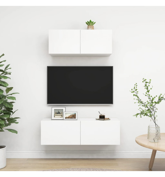 Ensemble de meubles TV 2 pcs Blanc Bois d'ingénierie | Mobilier & Déco