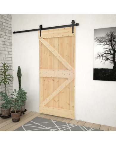 Porte coulissante avec kit de quincaillerie 80x210cm Pin massif | Mobilier & Déco