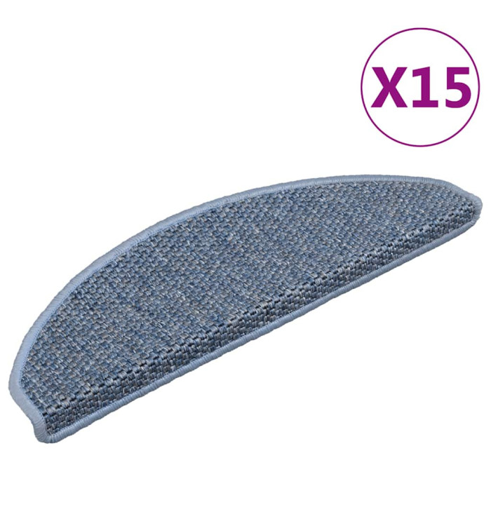 Tapis d'escalier autocollants 15 pcs 65x21x4 cm Bleu | Mobilier & Déco