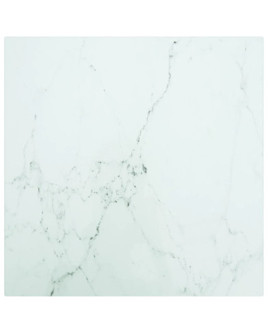 Dessus de table blanc 40x40 cm 6 mm verre trempé design marbre | Mobilier & Déco
