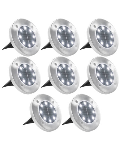 Lampe solaire au sol 8 pcs Lumières LED blanches | Mobilier & Déco