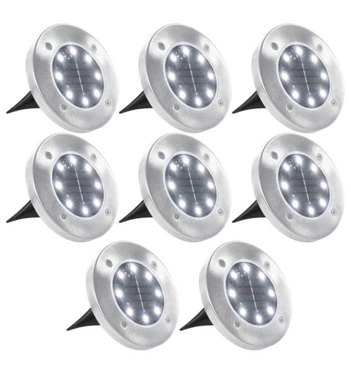 Lampe solaire au sol 8 pcs Lumières LED blanches | Mobilier & Déco