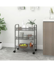 Chariot de cuisine à 3 niveaux Gris 46x26x64 cm Fer | Mobilier & Déco