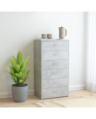 Buffet avec 6 tiroirs Gris béton 50x34x96 cm Bois d'ingénierie | Mobilier & Déco