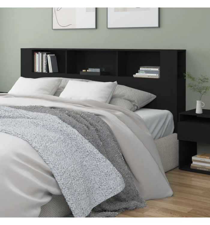 Armoire de tête de lit Noir 200x18,5x104,5 cm | Mobilier & Déco