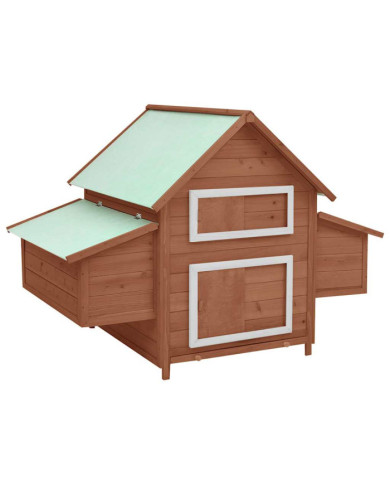 Poulailler Moka et blanc 150x96x110 cm Bois de sapin massif | Mobilier & Déco