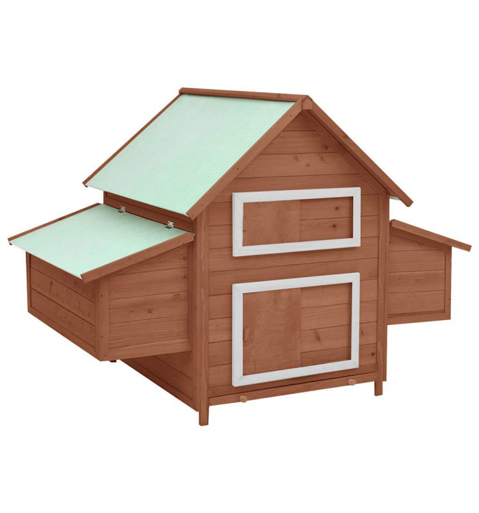 Poulailler Moka et blanc 150x96x110 cm Bois de sapin massif | Mobilier & Déco