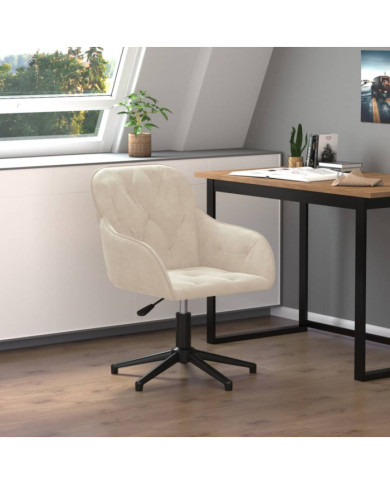 Chaise pivotante de bureau Crème Velours | Mobilier & Déco
