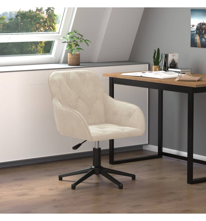 Chaise pivotante de bureau Crème Velours | Mobilier & Déco