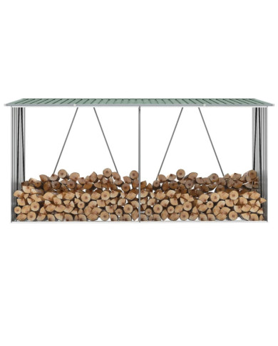 Abri de stockage de bois Acier galvanisé 330x84x152 cm Vert | Mobilier & Déco