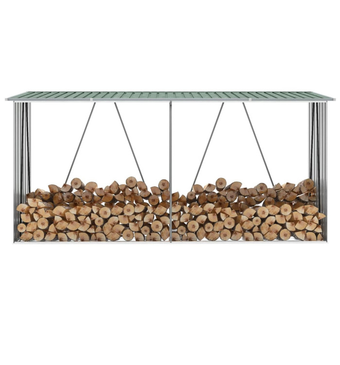 Abri de stockage de bois Acier galvanisé 330x84x152 cm Vert | Mobilier & Déco