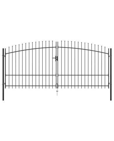 Double portail avec haut sous forme de lance 400 x 225 cm | Mobilier & Déco