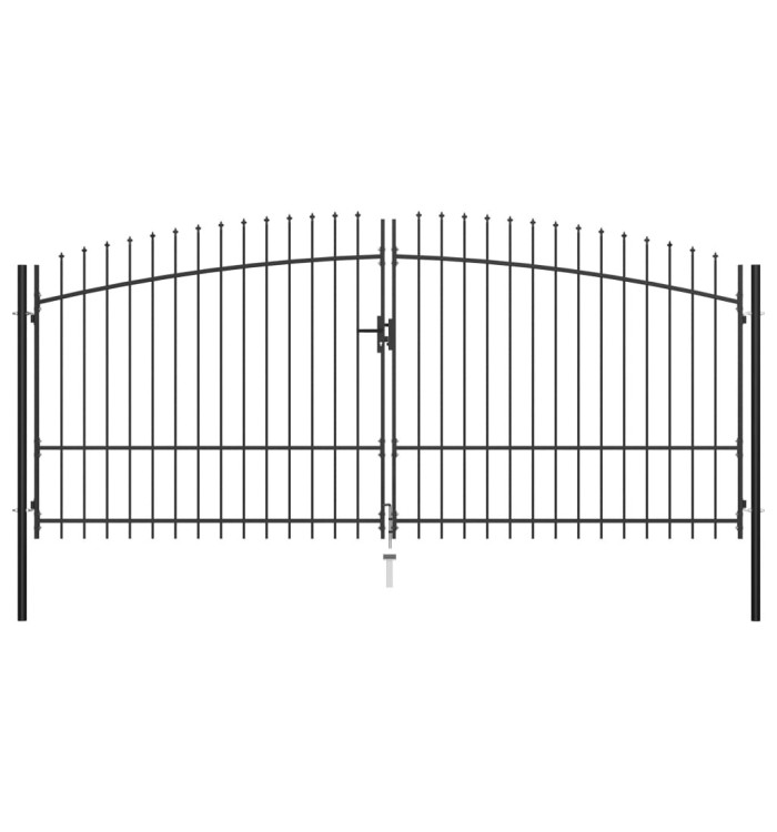 Double portail avec haut sous forme de lance 400 x 225 cm | Mobilier & Déco