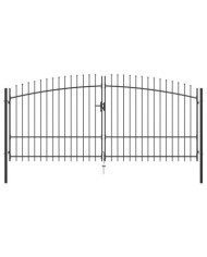 Double portail avec haut sous forme de lance 400 x 225 cm | Mobilier & Déco