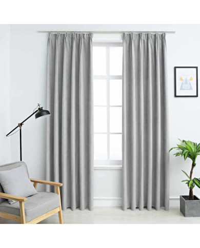 Rideaux occultants avec crochets 2 pcs Gris 140x245 cm | Mobilier & Déco