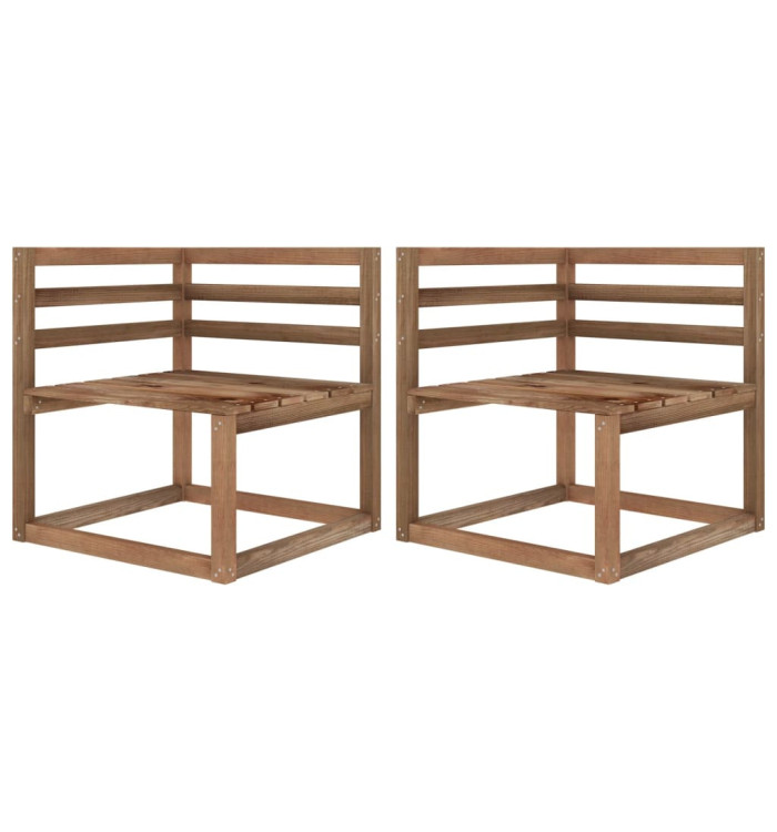 Canapés d'angle palette de jardin 2 pcs Marron Pin imprégné | Mobilier & Déco