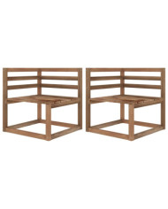Canapés d'angle palette de jardin 2 pcs Marron Pin imprégné | Mobilier & Déco