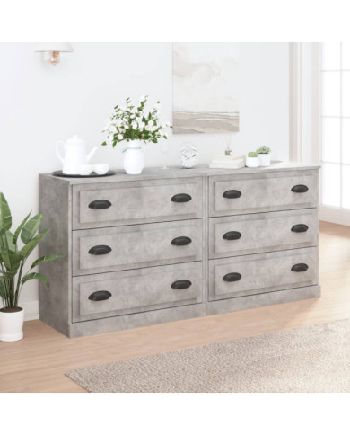Buffets 2 pcs gris béton bois d'ingénierie | Mobilier & Déco
