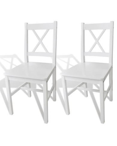 Chaises à manger lot de 2 blanc bois de pin | Mobilier & Déco