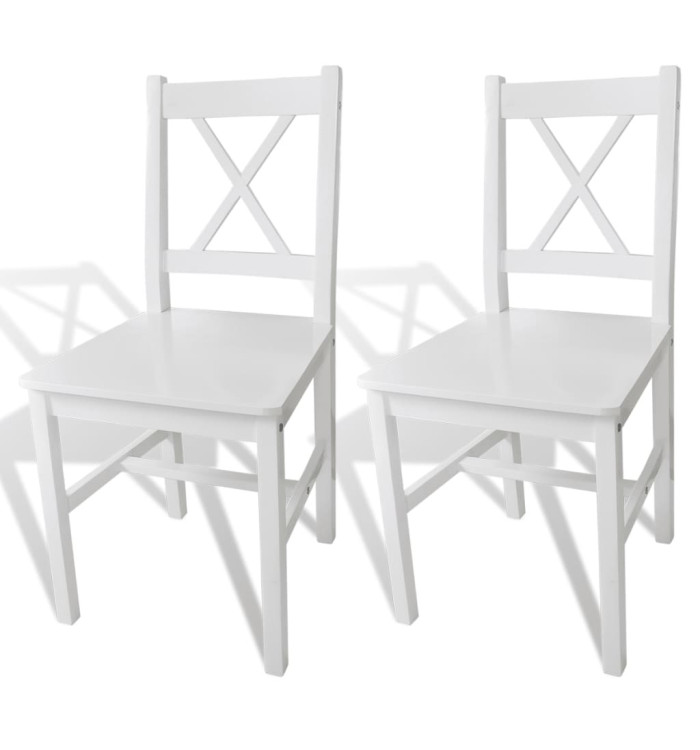 Chaises à manger lot de 2 blanc bois de pin | Mobilier & Déco