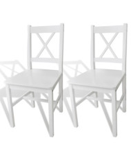 Chaises à manger lot de 2 blanc bois de pin | Mobilier & Déco