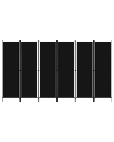 Cloison de séparation 6 panneaux Noir 300x180 cm | Mobilier & Déco