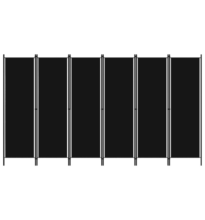 Cloison de séparation 6 panneaux Noir 300x180 cm | Mobilier & Déco