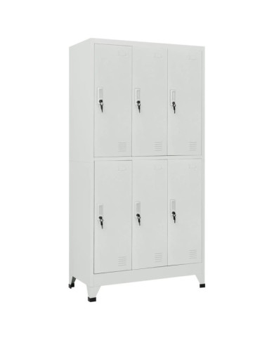 Armoire à casier avec 6 compartiments Acier 90x45x180 cm Gris | Mobilier & Déco