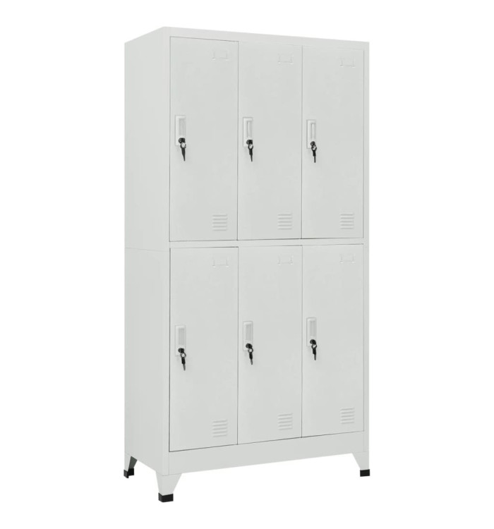 Armoire à casier avec 6 compartiments Acier 90x45x180 cm Gris | Mobilier & Déco