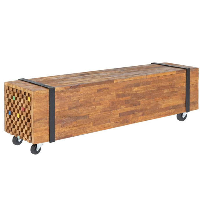 Meuble TV 110x30x32,5 cm Bois de teck massif | Mobilier & Déco