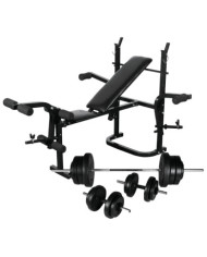 Banc d'entraînement avec support de poids jeu d'haltères 60,5kg | Mobilier & Déco