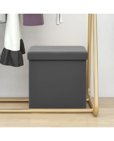 Tabouret de rangement pliable Gris PVC | Mobilier & Déco