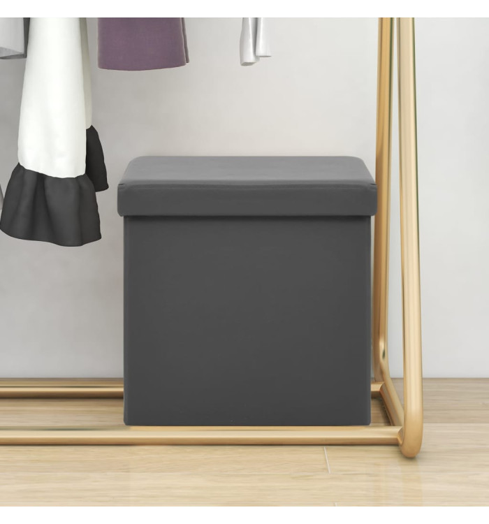 Tabouret de rangement pliable Gris PVC | Mobilier & Déco